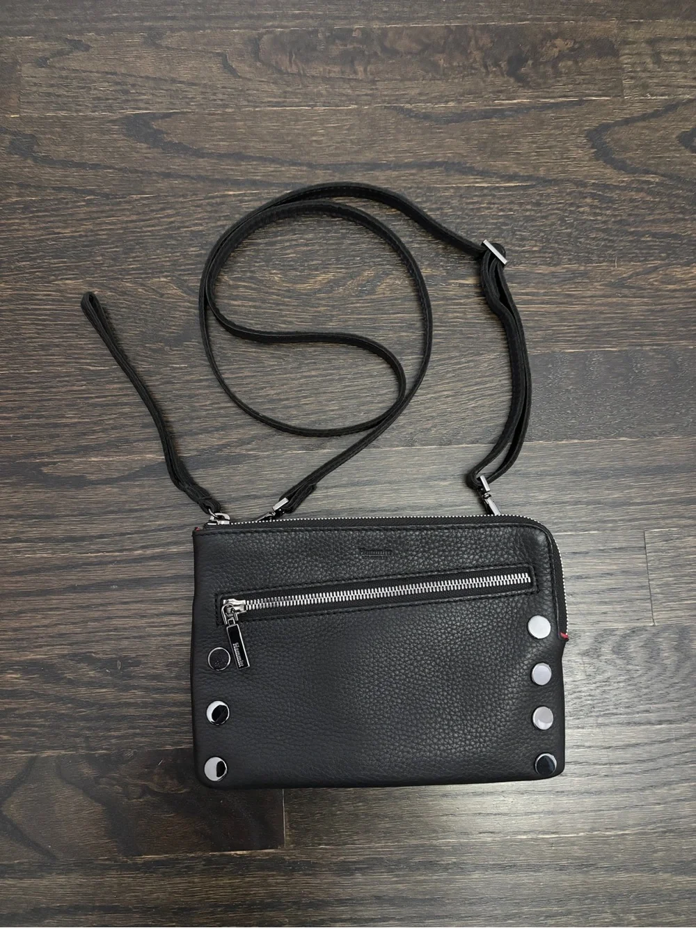 Hammitt Nash Black Leather Convertible Small Clutch Wristlet